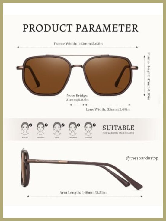 Polarized Aviator Sunglasses for Women Men Retro Metal Square UV400 Protection main image 4